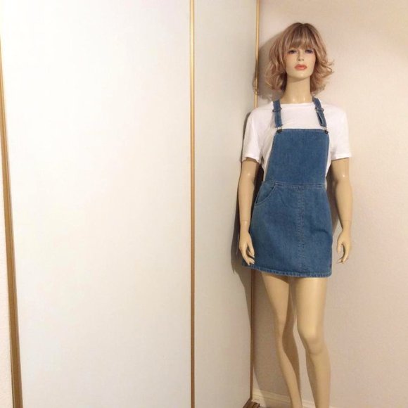 Billabong denim overall-style mini-dress EUC Size M - Picture 1 of 6